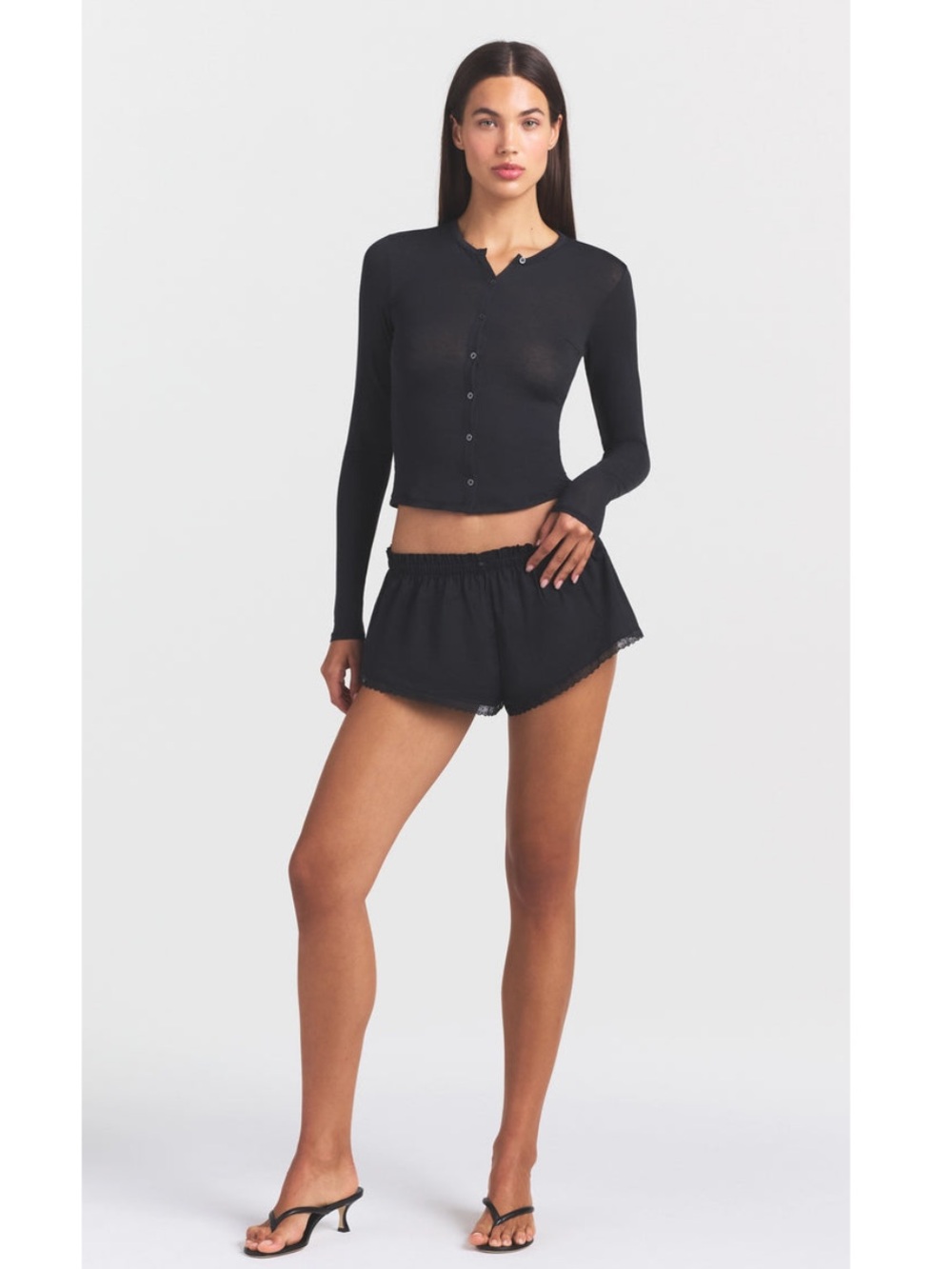Skims sheer modal cardigan onyx black small new with tags🖤